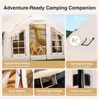 2025 Upgraded Waterproof Inflatable Camping Tent, Large Blow-Up Air Tent, No Assembly Needed Luxury Glamping House, Oxford Fabric