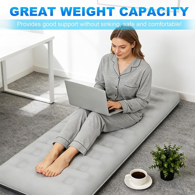 Single Size Air Mattress - Inflatable Camping Bed, Inflatable Single Bed for Camping, Home & Travel(Grey)