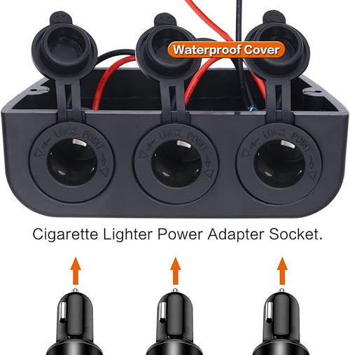 12-24 V Multifunctional 3 Hole Tent Type Car Modification Cigarette Lighter Splitter Power Sockets Female Power Outlet Adapter for Portable Auto Electronic Devices