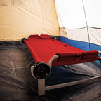 Disc-O-Bed Youth Single Cot Kid-O-Bed with Storage Organizer for Easy Gear Access & Carry Bag Transport, Indoor or Outdoor Use, Red