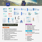 Mini First Aid Kit - 137 Piece Small Emergency Medical Kit for Home, Car, Travel, Camping & Outdoor Activities (Blue)