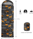Datura home Kids Sleeping Bag for Boys,Work Machine Truck Excavator-Lightweight Warm Outdoor Indoor-Waterproof Cold Weather Resistant Sleeping Bag for Camping Hiking(Excavator 32"*90")