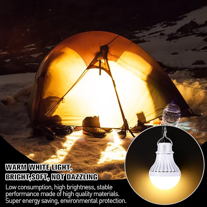 Tuanse 3pcs USB LED Light Bulbs Portable Camping Lights 5w with USB Splitter Cable 1 to 3, 8.2ft Extra Length Cord Tent Latern Outdoor Emergency Bulb for Garage Warehouse Truck Fishing Warm White