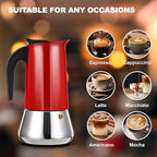 12 Cup Stovetop Espresso Maker Stainless Steel Moka Pot Stove Top Percolator Italian Coffee Makers Capable Mocha Greca Machine Cafe Classic Induction Cookers for Home and Camping 600ml 20oz