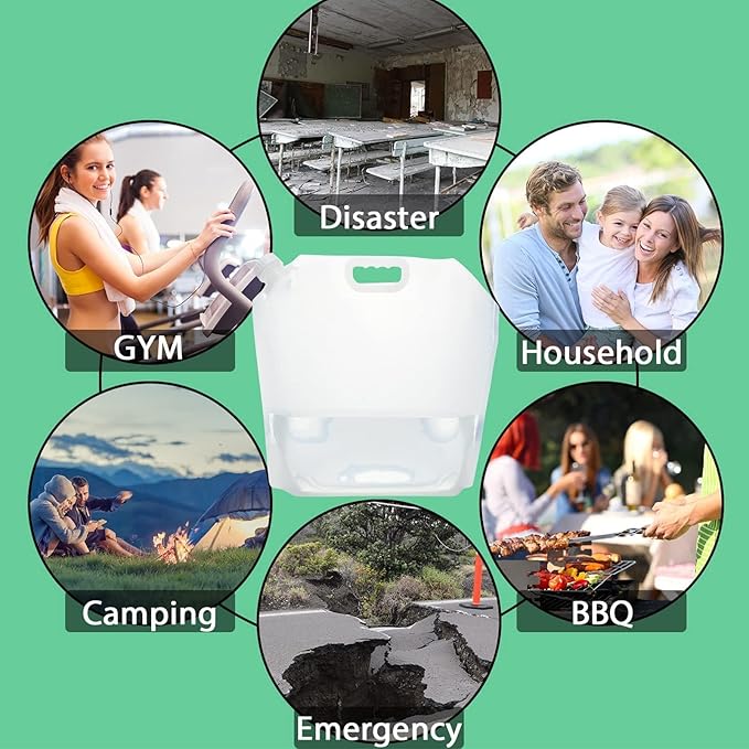 16-Pack Collapsible Water Containers (2.6 Gallon / 10L Each) - BPA Free Food Grade Water Storage Bags - Leak-Proof & Reusable for Camping, RV, Hiking & Home Backup (42 Gallons Total)