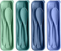 Reusable Utensils Set with Case, 4 Sets Travel Utensils with Case, Reusable Forks and Spoons Set for Lunch Box Accessories, Camping Utensils for Daily Use or Outdoor