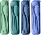 Reusable Utensils Set with Case, 4 Sets Travel Utensils with Case, Reusable Forks and Spoons Set for Lunch Box Accessories, Camping Utensils for Daily Use or Outdoor