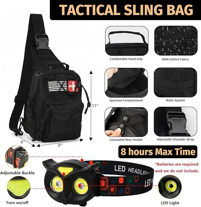 Survival Kit, 294 Pcs Survival Gear First Aid Kit with Molle System Compatible Bag and Emergency Tent, Emergency Kit for Earthquake, Outdoor Adventure, Hiking, Hunting, Gifts for Men Women