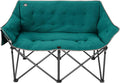 Fuzzy Oversized Folding Double Camping Chairs,Heavy Duty Supports 600 Lbs,Comfy Portable Loveseat for Adults w/Mesh Pocket,Plush Fleece-Lined Lawn Couch for Outdoor/Indoor,Dark Green