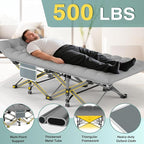 ZENPETIO 28In Folding Camping Cot for Adult, Portable Sleeping Cot with Mattress, Outdoor Heavy Duty Cot Bed for Camp with Carry Bag for Home, Office, Camp, Travel, Vacation(Max Loading 500lbs)