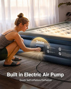 iDOO Queen Air Mattress with Built in Pump, 18 Raised Comfort Inflatable Blow up Mattress, Upgraded Four Chamber Portable Air Bed for Camping, Guests and Home, Colchon Inflable, 650 lbs Max