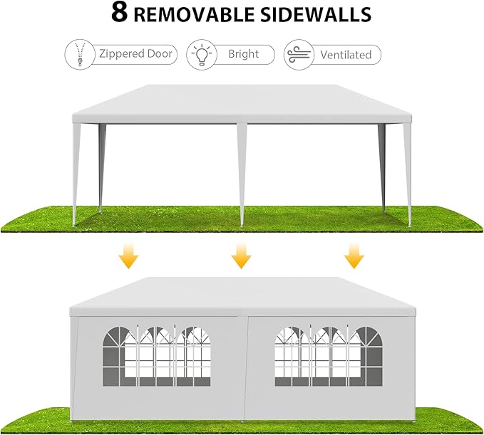 Smartxchoices 10' x 20' Outdoor White Waterproof Gazebo Canopy Tent with Removable Sidewalls Windows Heavy Duty Tent for Party Wedding Events Beach BBQ…