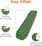 Amazon Basics Camping Sleeping Pad with Quick-Inflate Built-in Foot Pump, Water Resistant, Ultralight, Portable for Hiking and Backpacking, Olive Green