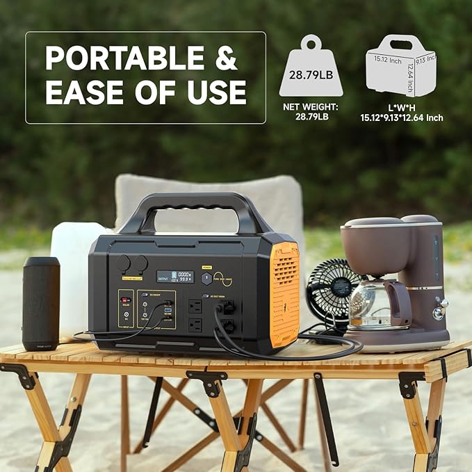 Portable Power Station 1024Wh, Solar Generator LiFePO4 (LFP) Battery with 120V AC Outlet, Fast Charging, Electric Generator for RV Camping Outdoor Hiking Home Emergency Backup (Solar Panel Optional)