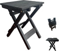 Outdoor Side Table, No Assembly Folding Wooden End Table for Outside or Indoor, Small Patio Tables for Camping, Pool, Bathroom, Backyard and Porch (Black)