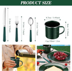 Nuogo 12 Pcs Enamel Camping Tableware Set Dinnerware Kit Includes 12 oz Coffee Mugs Camping Plates Bowls and Utensils Set with Knife Fork Spoon for 2 People Hiking Picnic Outdoor