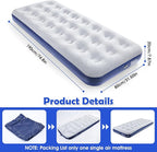 Camping Air Mattress Inflatable Air Bed Flocked Surface Travel Bed Sleeping Pad Air Bed for Outdoor Camping Tent Guest Travelling(2 PCS)
