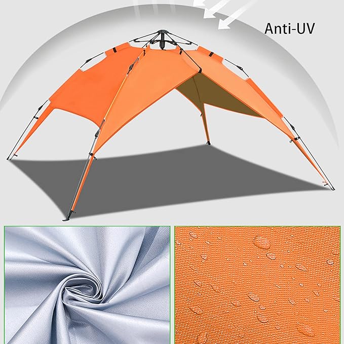 Double Layer Waterproof Dome Tent for 3 Person, Automatic Pop Up Backpacking Tent with Carry Bag, Sun Shelter Beach Weatherproof, for Camping Hiking Traveling