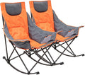SUNNYFEEL Oversized Rocking Camping Chair 2 Pack, Fully Padded Patio Chair with Side Pocket, High Back Portable Lawn Recliner with Carry Bag, Outdoor Rocker Camp Chairs for Adults Heavy Duty 500 LBS