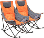 SUNNYFEEL Oversized Rocking Camping Chair 2 Pack, Fully Padded Patio Chair with Side Pocket, High Back Portable Lawn Recliner with Carry Bag, Outdoor Rocker Camp Chairs for Adults Heavy Duty 500 LBS