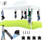 HOTEEL 10x15 Heavy Duty Pop Up Canopy Tent for Parties Event Wedding Commercial Instant Canopy Portable Shelter Folding with Roller Bag, Waterproof UV Resistant, Upgraded Thick Hexagonal Legs, White
