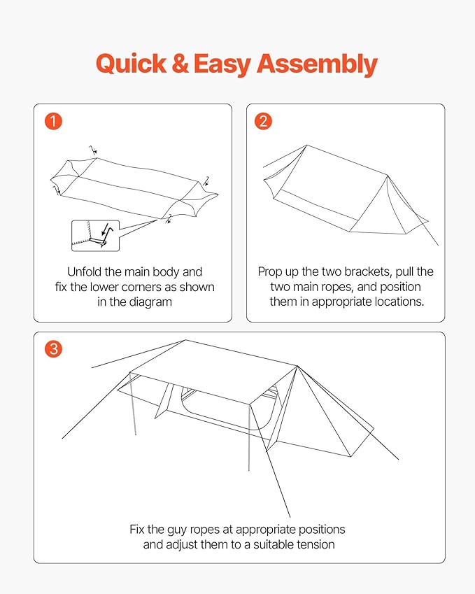 Portable Hot Tent with Stove Jack, Lightweight 4 Season Waterproof Shelter for 2 People, Ideal for Hiking, Backpacking & Winter Camping