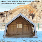 4 Season Air Tent Glamping Tent with Separate Living and Sleeping Area,Waterproof Pop-Up Outhouse Yurt with Pump and Stove Jack Hole, 8-10 Person Camping Quick Set Up