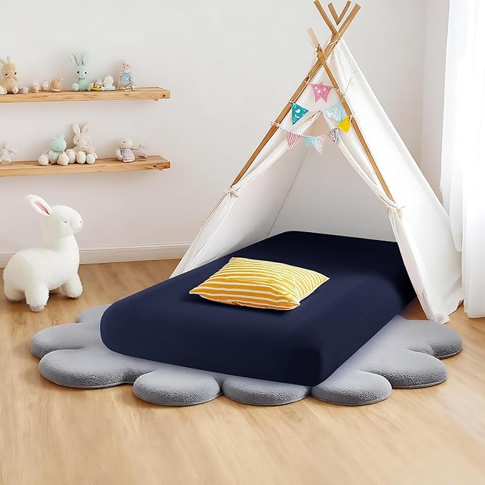 2 Pack Kids Air Mattress Fitted Sheet Only Compatible with Intex Cozy Kidz, Navy Toddler Inflatable Mattress Sheets for Travel Camping Airbed & Sleepover Party