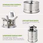 MEETSUN Portable Mini Wood Burning Stove with Grill,Camping Stove Lightweight,Foldable Stainless Steel Backpacking Camping Stove,Solid Alcohol Survival Stove for Camping Hiking Emergency Outdoor