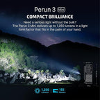 OLIGHT Perun 3 Mini Premium Headlamp 1250 Lumens Flashlight with Type-C Charging Box, Rechargeable Headlight with Red Light Option,Perfect for Working, Hiking, Camping and Climbing (Orange)
