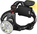 Headlamp Spotlight Flashlight, Bright LED Rechargeable Headlight, Waterproof Head Light with Back Lamp for Outdoor Camping Running Hiking Fishing Cycling (Black, Spotlight & Floodlight)
