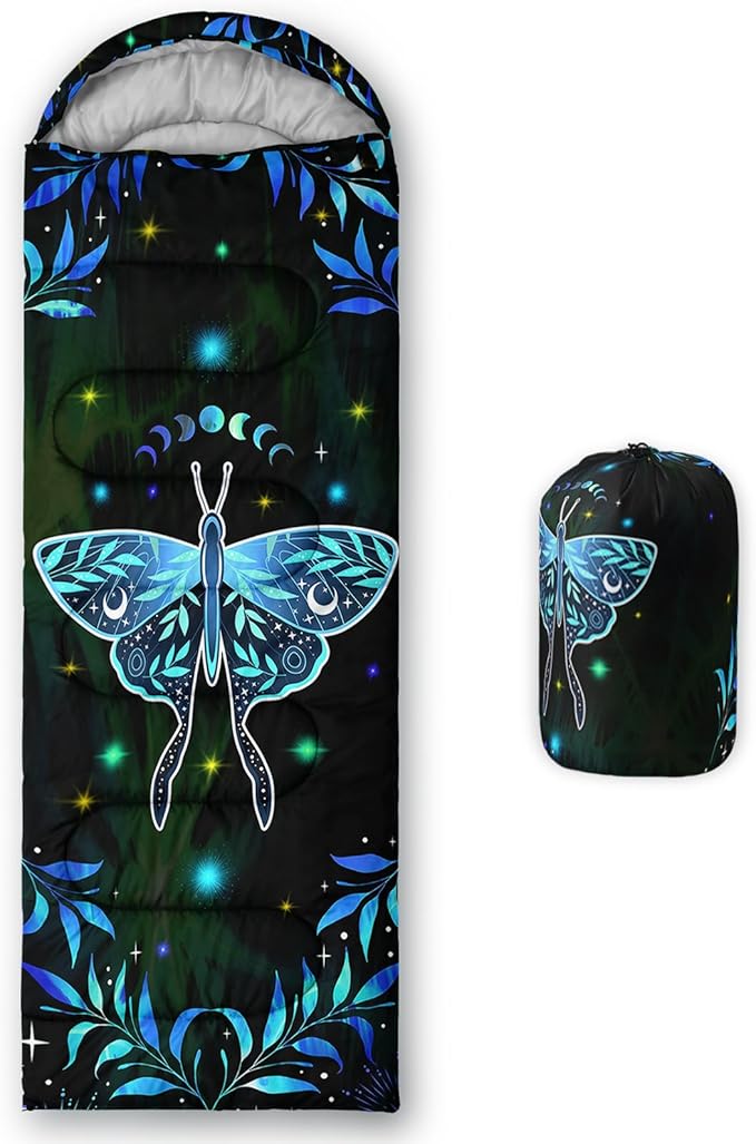 AILONEN Kawaii Panda Sleeping Bags,Lightweight & Waterproof,3 Season Warm & Cool Weather,Dreamy Purple Flower Animal Themed Sleeping Bags for Boys,Girls,Kids,Adults Travelling,Outdoors