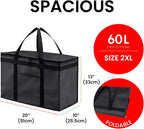 NZ home Insulated Bags for Food Delivery (2XL) Grocery Shopping Cooler Bag, Pizza Delivery, Hot & Cold Catering Tote, Reusable, Foldable & Heavy Duty (Gray)