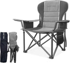East Oak Oversized Camping Chair | 500LBS Support, 600D Oxford, Cup Holder & Side Pocket | Heavy Duty Camping Chairs | Ideal for Camping, Beach, Sports Events, Backyard & Tailgating | Gray