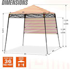 EAGLE PEAK 8x8 Pop Up Canopy Tent with Sidewall, Compact, Portable Slant Leg Instant Sun Shelter for Beach, Sports, & Camping, 8x8 Base 6x6 Top, Orange Yellow Stripe