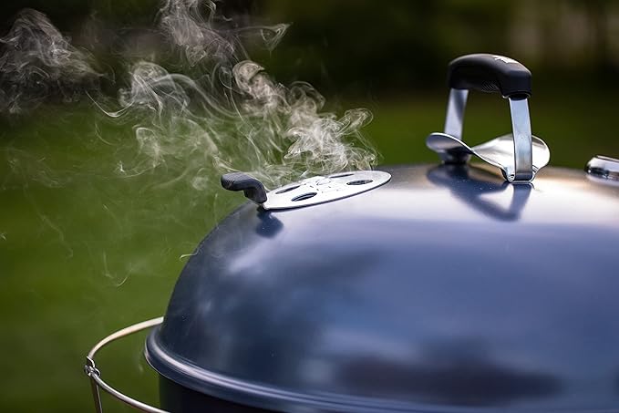 Weber Master-Touch Charcoal Grill, 22-Inch, Slate Blue – Premium Outdoor BBQ Grill with Tuck-Away Lid Holder & One‑Touch™ Cleaning System, Porcelain‑Enameled Kettle