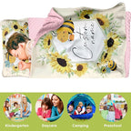 Custom Toddler Nap Mat for Preschool, Personalized Name Kids Sleeping Bag with Yellow Bee Pattern for Daycare, Roll Up Sleeping Mat with Removable Pillow and Soft Dot Minky Blanke for Girls Camping