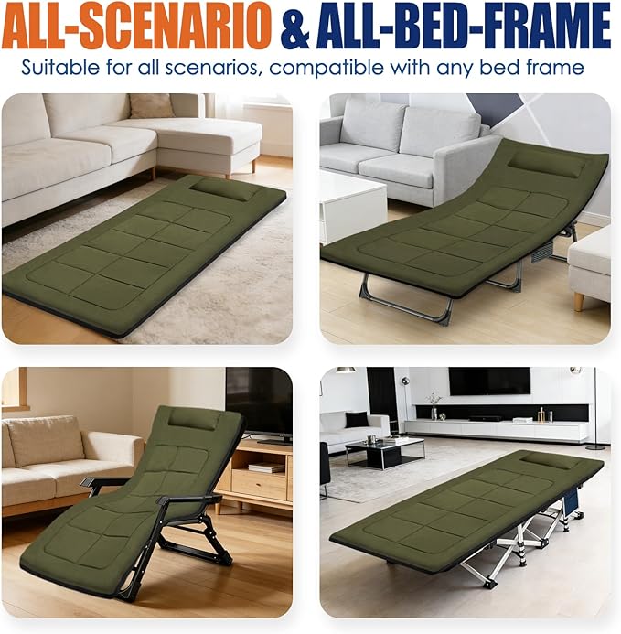 Camping cot Mattress Comfortable Portable Sleeping Pad for Adults Waterproof Fabric Floor Mattress Easy to Store Sleeping Mat for Guest Garden Home Lawn Outdoor Indoor