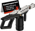 Powerful Propane Torch Gun, Kitchen Torch with Adjustable Flame, Flamethrower Blow Torch Gun Gas Welding Kits for BBQ, Searing, Camping & Charcoal Torch Lighter(Tank Not Included)