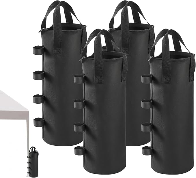 140 LBS Top Zipper Sand Bags for Canopy Legs, Canopy Weights Set of 4, Extra Large Sand Bags for Weights, Pop up Canopy Tent, Gazebo, Carport, RV Awning, Outdoor Sun Shelter(Without Sand)