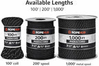 RopeHub 550 Paracord – 7 Strand Core Nylon Parachute Cord, 550 lb Test – Durable Utility Cord for Camping, Survival, DIY, Gear, Tents, Tarps – Multiple Colors & Lengths