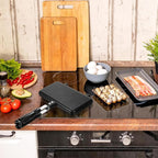 VOSAREA Sandwich Maker Grilled Sandwich Maker Pan Non-Stick Hot with Long Handle Double Sided Frying Pan Stovetop Toasted for Home Kitchen Breakfast Camping (Black)