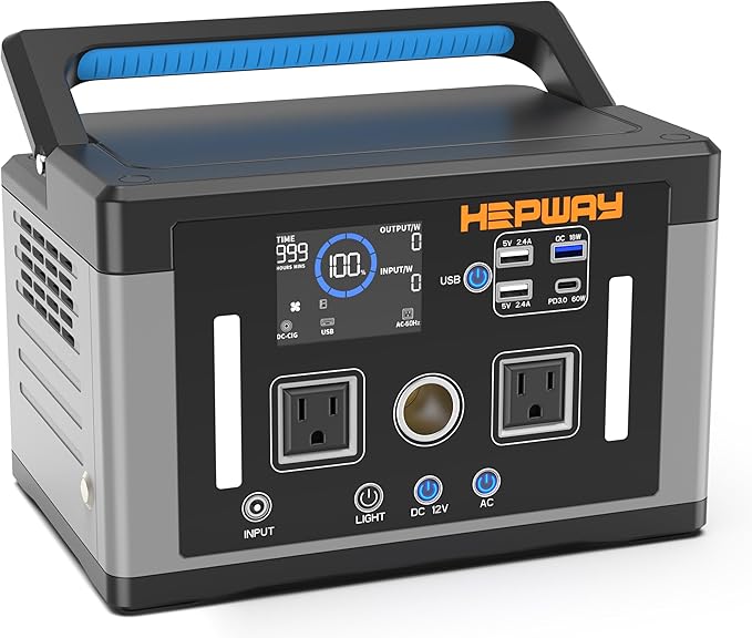 Portable Power Station 700W,Solar Electric Generator 577Wh Pure Sine Wave 120V AC,PD 60W,Car Port Outlets Surge 1000W,Inverter Generator Home Backup Battery for CPAP,Camping,RVs,Blackouts