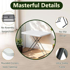 Folding Table 30 Inch - Small Desk Adjustable Height TV Tray for Laptop, Couch, Camping - Heavy Duty Utility Foldable Table for Small Spaces, No Assembly Required, White Granite