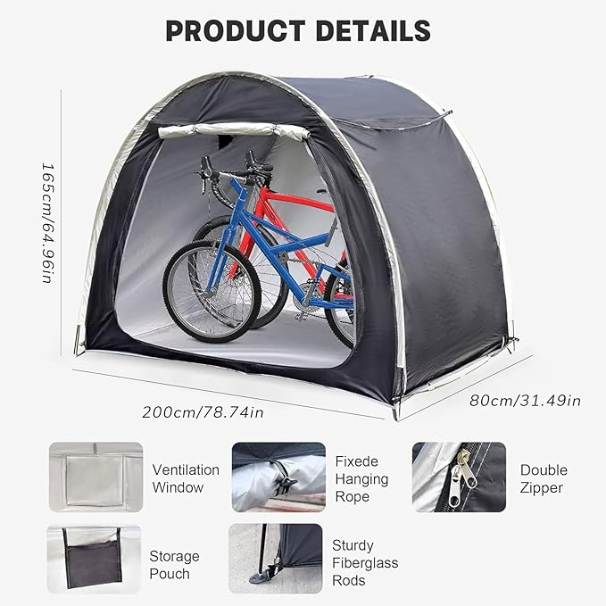 Cycling Storage Tent - Outdoor Waterproof Shelter, Bicycle Cover | Dustproof Travel Shed Organizer, Protective Garden Equipment Holder for Kids Adults Sports Utility Use Accessoire Tools