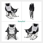 SUNNYFEEL Oversized Heated Rocking Camping Chair, Fully Padded Patio Chair with Side Pocket, High Back Portable Lawn Recliner with Carry Bag, Outdoor Rocker Camp Chair for Adults Heavy Duty 500 LBS