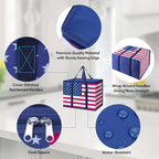 BALEINE 2PK Insulated Reusable Grocery Bags, Collapsible Cooler Bag for Groceries, Heavy Duty Large Insulated Bag (16''x9''x13'', Patroit Celebration)