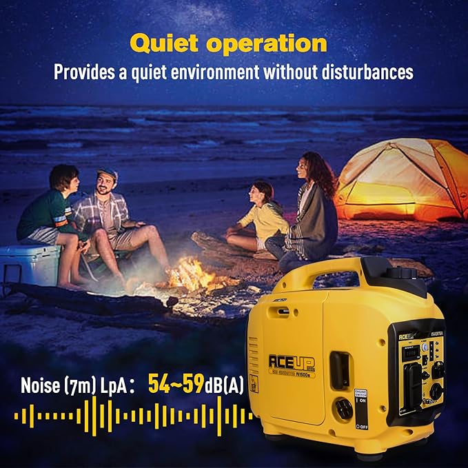Aceup Energy 1500 Watt Portable Inverter Generator, Gas Powered Generator Ultra- Quiet for Home, EPA Compliant