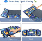 Hooyax Toddler Nap Mat with Pillow & Blanket - Extra Large Size for Toddlers Age 3-7 | Portable Kids Sleeping Bag for Daycare, Preschool, Travel | Roll Up Design for Kids