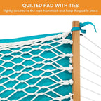 Lazy Daze Hammocks 2 Person Hammock Pad and Pillow Set, Double Polyester Quilted 78" x55" Replacement Pad for Rope Hammock, Turquoise Blue Stripes